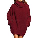 Casual Rode Wollen Trui-jurken  voor een Stappen / uitgaan / feest  in maat S met Lange mouwen Mini voor Dames 