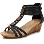 Bohemian Zwarte Gewatteerde Sleehak sandalen  voor de Zomer Sleehakken  in 40 met Ritssluitingen voor Dames 