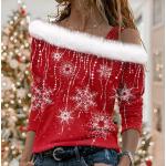 Casual Polyester Pullovers  voor een Kerstmis  voor de Lente One Shoulder met Sequins voor Dames 