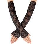 Zwarte Kanten Bloemen Vingerloze handschoenen  voor een Bruiloft voor Dames 