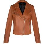 Klassieke Bruine Nappaleren Biker jackets  in maat S voor Dames 