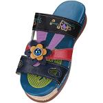 Blauwe Rubberen Ademend Etnische Platte sandalen  voor de Zomer Sleehakken  in 40 met Klittenbandsluitingen voor Dames 