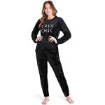 Zwarte Fleece Damespyjama's  voor een Valentijnsdag  in maat S 