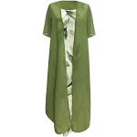Casual Groene Chiffon Bloemen Party jurken  voor een Bruiloft V-hals  in maat 3XL met Lange mouwen Maxi voor Dames 