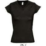 Dames t-shirt V-hals zwart 100% katoen slimfit