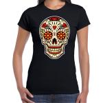 Rock Zwarte T-shirts met opdruk met motief van Dia de los Muertos voor Dames 