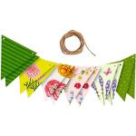 Decoguirlande voor de tuin, vlaggetjes ter decoratie bij tuinfeesten of andere feesten, in kleurrijk blad en bloemendesign