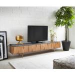 DELIFE Tv-meubel Shia acacia natuur met echt marmeren bovenblad 200 cm, Commodes & kasten