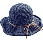 Donkerblauwe Strooien Bucket hats  voor de Zomer  in maat M voor Dames 