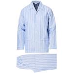 Derek Rose Brushed Cotton Flannel Striped Pyjama Set Blue