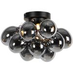Art deco Zwarte Glazen Qazqa G9 Plafondlamp met 3 lichtbronnen in de Sale 