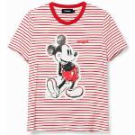 Rode Elasthan Desigual Duckstad Mickey Mouse Gestreepte T-shirts met ronde hals Ronde hals  in maat XXL met motief van Muis voor Dames 