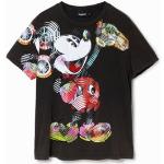 Zwarte Desigual Duckstad Mickey Mouse All over print T-shirts met opdruk  in maat M met motief van Muis voor Dames 