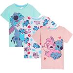 Disney Lilo en Stitch T-shirts voor meisjes, 3-delige set, Angel zomertop met korte mouwen, Meerkleurig, 4-5 Jaar
