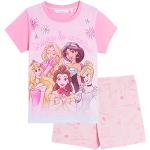 Disney Prinses Korte Pyjama's voor Meisjes Shortie Zomer Pjs Set Jasmijn Ariel Belle Assepoester Rapunzel, roze, 4-5 Jaren