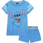 Disney Stitch Meisjes Pyjama voor Kinderen en Tieners 2 Stuks Nachtkleding Korte PJ's voor Meisjes Zachte Ademende Lounge Wear 4-14 Jaar Eeyore en Stitch Geschenken (Blauw Stitch, 7-8 Jaar)