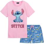 Disney Stitch Meisjes Pyjama voor Kinderen en Tieners 2 Stuks Nachtkleding Korte PJ's voor Meisjes Zachte Ademende Lounge Wear 4-14 Jaar Eeyore en Stitch Geschenken (Roze/Blauw Stitch, 9-10 Jaar)