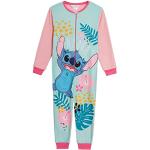 Disney Stitch Onesie voor meisjes Fleece pyjama All in One Kids Pjs Loungewear nachtkleding met rits, roze, 7-8 jaar