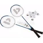 Donnay badminton set blauw met 9x shuttles en opbergtas
