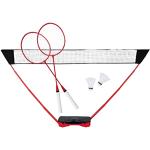 Donnay badmintonset - 2 personen - badmintonrackets - shuttles - badmintonnet - incl. reiskoffer - zwart/rood