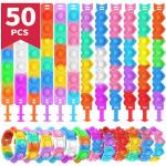 Dora Sicom 50 klikarmbanden voor kinderen, speelgoed, klaparmbanden, knutselarmbanden voor meisjes, kinderen, verjaardag, als cadeau, Style M, Siliconen
