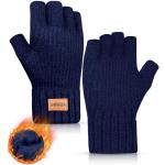 Marine-blauwe Gebreide Vingerloze handschoenen  voor de Winter  in Onesize met motief van Fiets Sustainable voor Heren 