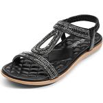 Bohemian Zwarte Antislip Gewatteerde Platte sandalen  voor de Zomer  in maat 37,5 voor Dames 
