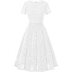 Witte Polyester Jurken met korte mouwen  voor een Bruidsmeisje  voor de Lente  in maat XL met Korte mouwen Midi / Kuitlang voor Dames 