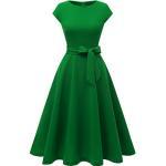 DRESSTELLS Vintage retro rockabilly jurk uit de jaren 50 voor dames Cocktailjurk met ronde hals halverwege de lengte Green 2XL