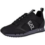 EA7 Heren Synthetische sneakers met logo aan de zijkant, Zwart, 44 EU
