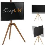 EasyLife - TV statief houten ezel tripod - Studio TV stand tot 65 inch & 40 kg televisie/monitor, draaibaar, in hoogte verstelbaar, kabelmanagement, VESA tot 400 x 400 (wit/walnoot)