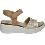 Gouden Nubuck Ecco Flowt Sleehak sandalen  voor de Zomer Sleehakken  in 39 met Klittenbandsluitingen voor Dames 