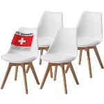 Scandinavische Witte Massief Houten Gestoffeerde Albatros Design stoelen 4 stuks 