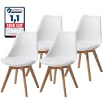 Scandinavische Witte Massief Houten Gestoffeerde Albatros Design stoelen 4 stuks 