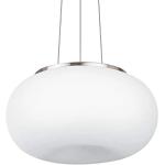 EGLO Hanglamp Optica, 2 lampen hanglamp van staal, kleur: mat nikkel, glas: opaal mat wit, fitting: E27, DELONGHI: 44,5 cm