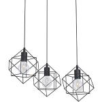 EGLO Straiton Hanglamp, 3 lichtpunten, vintage, industrieel, modern, stalen hanglamp in zwart, eettafellamp, woonkamerlamp met E27-fitting, diameter: 65 cm