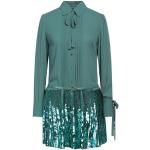 Turquoise Polyester Elisabetta Franchi Crêpe Jurken met lange mouwen  in maat L met Lange mouwen Mini voor Dames 