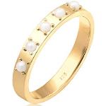 Gouden Zilveren Ring met parels  in 58 Gepolijste voor Dames 