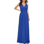 Sexy Blauwe Party jurken  voor een Bruiloft V-hals  in maat L Maxi voor Dames 