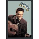 Empire Merchandising 538369 Bedrukte Spiegel met Houten Effect Kunststof Frame Elvis Presley Gitaar 20 x 30 cm