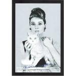 empireposter Audrey Hepburn kat - bedrukte spiegel met kunststof frame in houtlook, cult-spiegel - grootte 20x30 cm