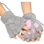 Grijze Vingerloze handschoenen  in maat M met motief van Katten voor Dames 