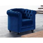 Koningsblauwe Houten armleun Vente-unique Chesterfield fauteuils 