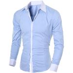 Marine-blauwe Fleece Gestreepte Poloshirts met lange mouw  voor de Winter V-hals  in maat XL voor Heren 