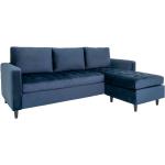 Ferno Lounge Sofa, donkerblauw velvet & zwart beukenhout