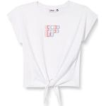 FILA SALCESE T-shirt voor meisjes, met knoop, grafisch logo, helder wit, 170/176, wit (bright white), 170/176 cm