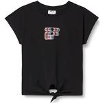 FILA SALCESE T-shirt voor meisjes, met knoop, grafisch logo, zwart, 170/176, zwart, 170/176 cm
