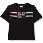 FILA SPELLA Graphic Logo T-shirt voor meisjes, zwart, 170/176, zwart, 170/176 cm