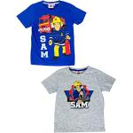 Fireman Sam Brandweerman Sam T-shirt set van 2 - voor jongens met nieuwe motieven, maat: 122/128, Meerkleurig, 122/128 cm