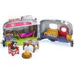 Fisher-Price HJN40 Little People campingavontuur, interactief educatief speelgoed met auto, caravan en 2 figuren, met verschillende geluiden en veelkleurige lichten voor kinderen vanaf 12 maanden